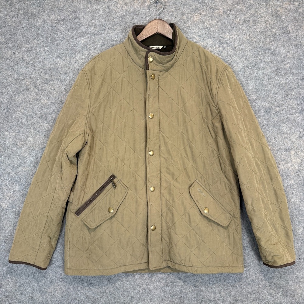 Barbour Bowden Quilted Jacket Mens 2XL Diamond Lined Microfiber Coat Tan Field